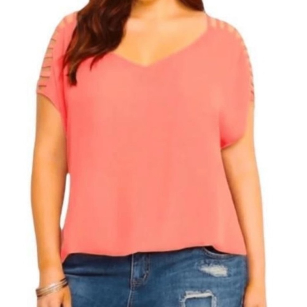 Torrid 1 Coral Ladder Sleeve Blouse